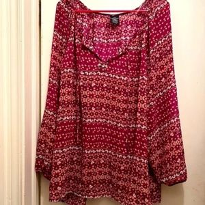 Beautiful red print sheer blouse size 4 X
